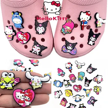 Новинка Sanrio Hello Kitty Cartoon DIY Hole Обувь Пряжка Аниме Kuromi Mymelody Забавная обувь Подвески Decrations для Croc Charms Пряжка