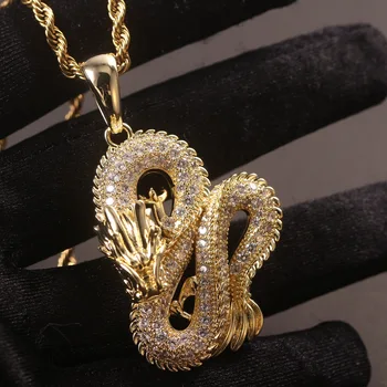 Новый забавный модный хип-хоп ретро китайский кулон в форме дракона тренд мужской и женский кулон-ожерелье