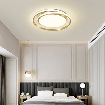  Новый современный стиль светодиодный потолочный светильник с дистанционным управлением люстра для спальни гостиной кухни кабинета золотой круглый простой дизайнерский свет