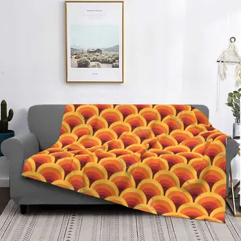 Оранжевая волна Градиент Ретро Узор Одеяло Покрывало На Кровати Kawaii Покрывало Королевский Размер Детское Одеяло