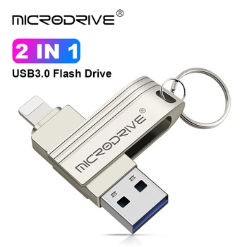 Поворот USB-накопителя 3.0 Memory Stick 2 в 1 USB-A to Lightning iPhone Photo Stick Внешнее хранилище для Iphone7/8/9/11/12/13