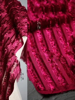 полоска бахрома розово-красная ткань стрейч безопасная для кожи высококачественная одежда костюм дизайнерские ткани