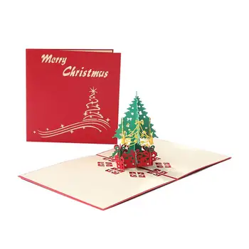 Рождественская всплывающая открытка 3D Поздравительные открытки с гравировкой рождественской елки Товары для домашнего декора для гостиной, кабинета, обеденного стола