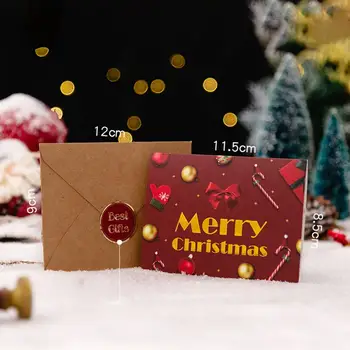 Рождественские открытки Праздничные поздравительные открытки с конвертами Наклейки Винтажный стиль Крафт-бумага Подарок на Рождество decoración hogar