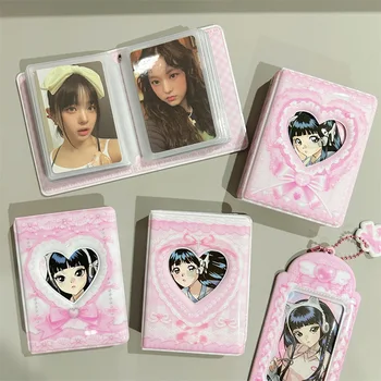 Розовый альбом открыток с сердцем девушки 3-дюймовый Polaroid Star-Chasing Small Card Storage Stationery Card Holder