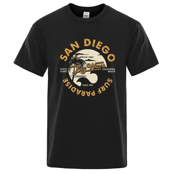 Сан-Диего Серф Парадайз, Западное побережье Калифорнии Мужчины Женщины Футболка Свободная хлопковая футболка Дышащая одежда Оверсайз Повседневные футболки