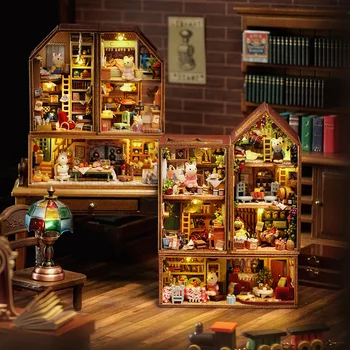 Сделай сам Мини Кролик Таун Casa Деревянные кукольные домики Миниатюрные строительные наборы с мебелью Кукольный домик Игрушки для девочек Подарки на день рождения