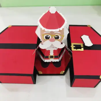 Сюрприз 3D Santa Box Unwrap Joy With Pop-up Экологически чистый чехол Санта-Клауса Фестивальные аксессуары