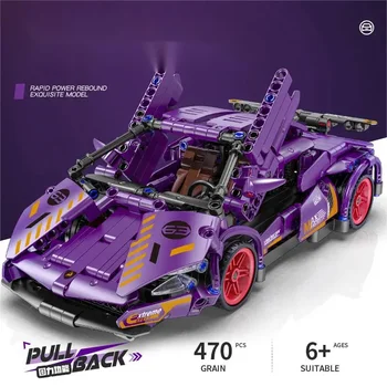 Технический супер гоночный автомобиль модель строительные блоки автомобильный откат назад DIY MOC Vehicle Bricks Детские игрушки GIft