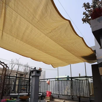 Утолщение бежевой затеняющей сетки из полиэтилена высокой плотности с защитой от ультрафиолета Новый ветрозащитный балкон терраса сад солнцезащитный навес навесы бассейн пруд ландшафтный навес