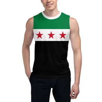 Футболка без рукавов Флаг Сирии 1932-1961 3D Мужская футболка для мальчиков Тренажерные залы Майки Фитнес Джоггеры Баскетбольный тренировочный жилет