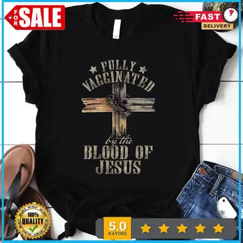Футболка с изображением христианского Иисуса, полностью вакцинированного футболкой с изображением крови Иисуса