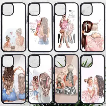 Черно-коричневые волосы Baby Mom Girl Phone Case PC For iphone 14 11 13 12 x xs xr pro max mini plus Роскошная оболочка funda