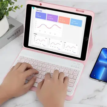  Чехол для планшета с клавиатурой 180 мА, совместимый с iPad 10,2-дюймовый IPad Pro11 Беспроводная съемная крышка для клавиатуры с держателем для карандашей