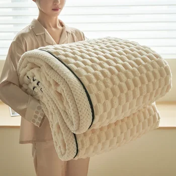Шерстяное одеяло Согревайте зимние одеяла Двусторонний пододеяльник Queen Кемпинг Удобное покрывало на кровати