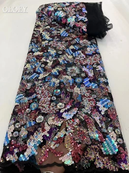 Элитная роскошная французская вышивка жениха кружевная ткань африканская нигерийская с пайетками ткань для свадебного платья